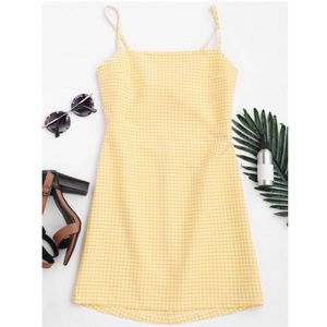 ( ZAFUL) Checked bowknot cut out mini dress